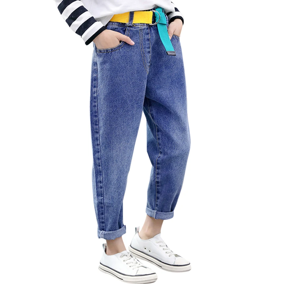 

Jeans Girl Belt Jeans For Girls Spring Autumn Kid Jeans Casual Style Children's Clothing 6 8 10 12 14