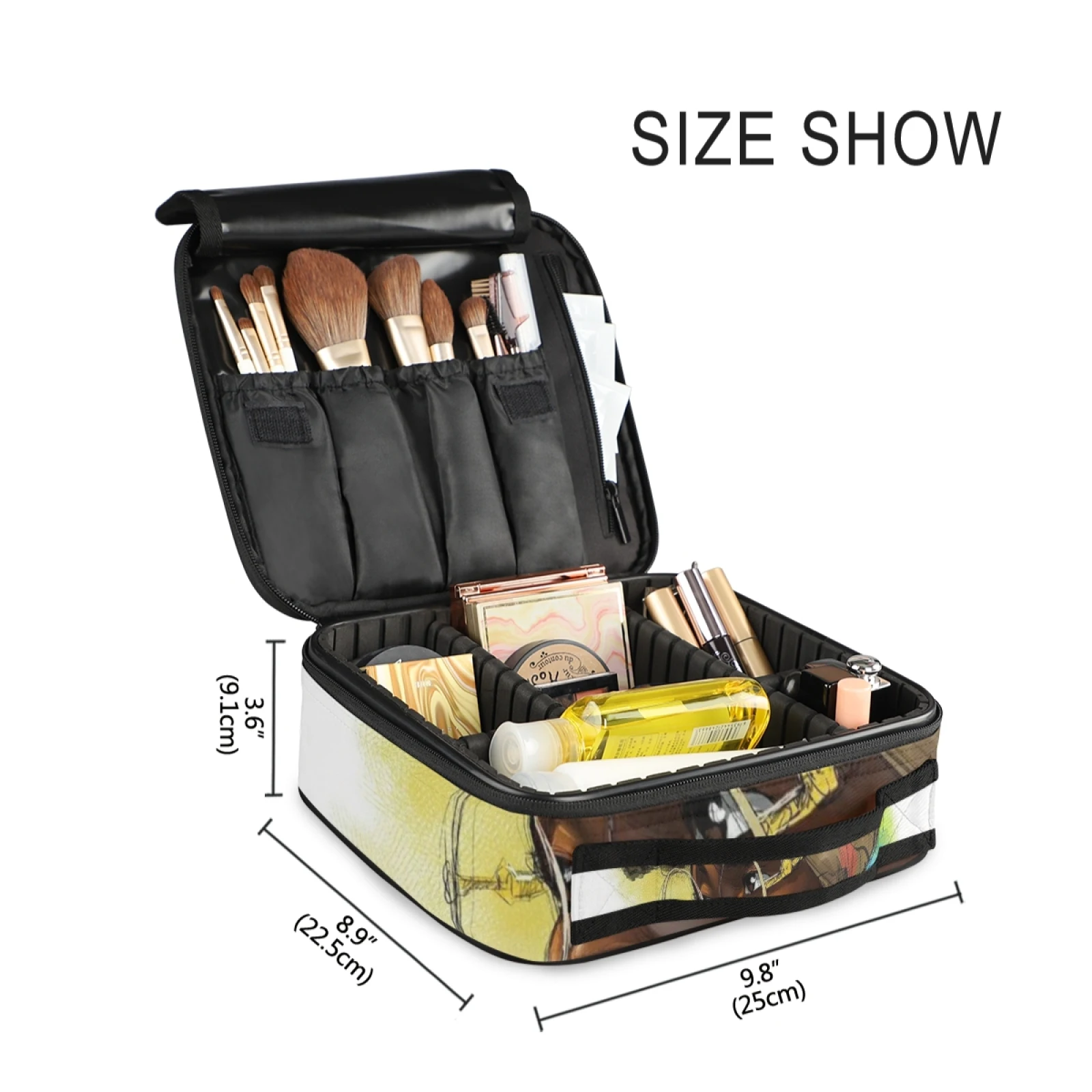 Модная простая косметичка афро девушки черная женская на молнии Женский