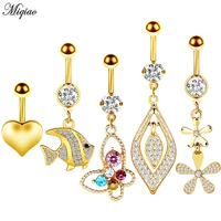 miqiao 1 set human body piercing jewelry peach heart navel nails golden smooth love heart navel ring new