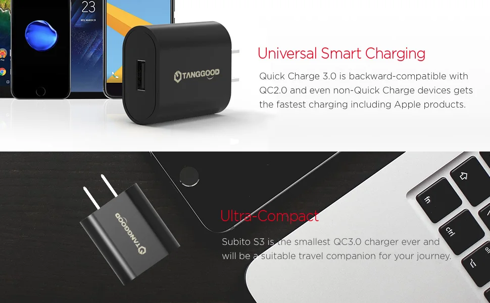TANGGOOD 18W USB зарядное устройство Quick Charge 3,0 QC 2,0 9 V/2A Быстрая зарядка для samsung Xiaomi huawei