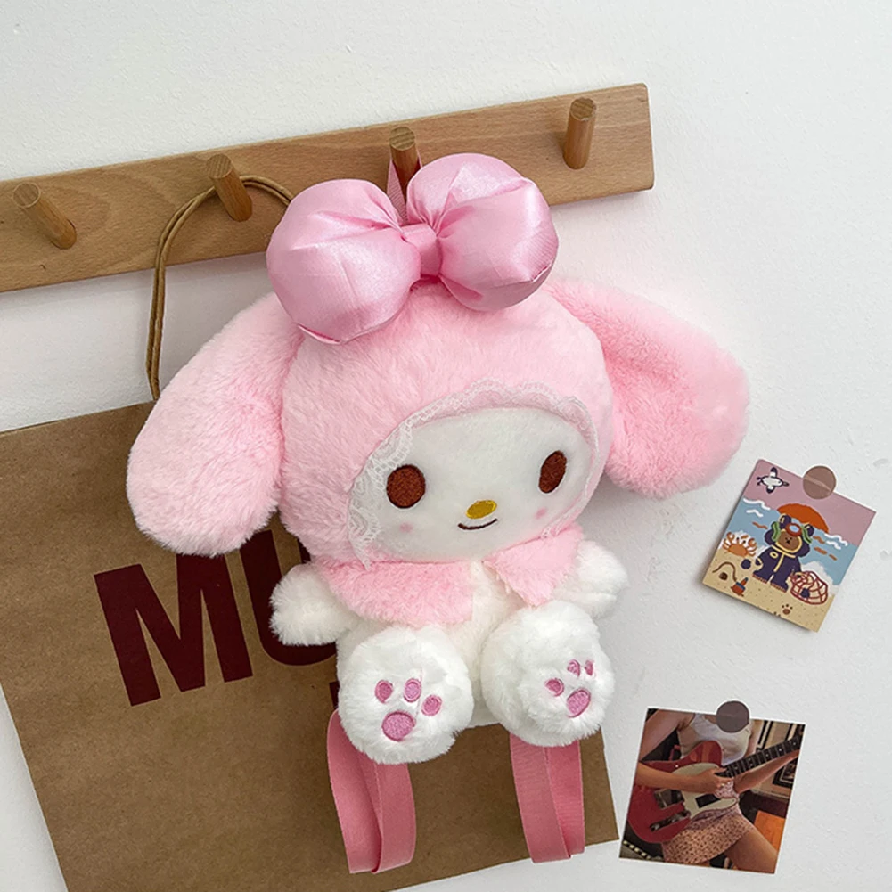 

Плюшевый рюкзак в форме кролика, объемный мультяшный рюкзак в форме кролика, кошелек для мелочи для девочек, школьная сумка на пушистой молн...