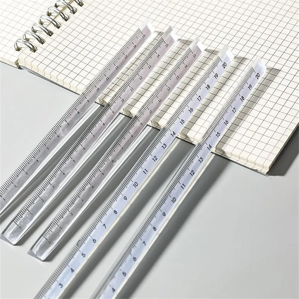 

15/20cm Transparent Straight Ruler Students Stationery Simple Triangular Rulers Kids Scale on Both Sides Acrylic Measuring Tools