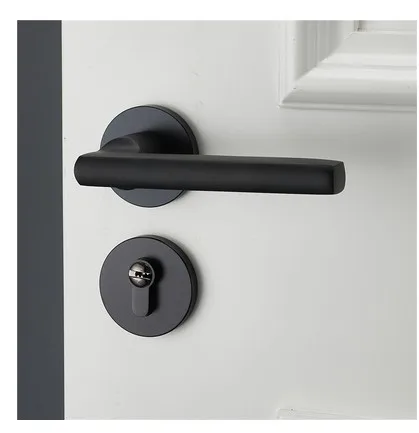 

Black Space Aluminum Door Handle Interior / Bedroom Door Lock Split Silent Door Lock Door Hardware House Noble Matte Metal Lock