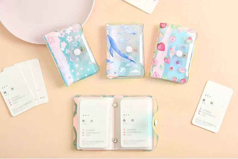 Новинка 1 шт. 20 бит Kawaii модные лазерные фрукты кредитных банковских и идентификационных карт держатель сумка для женщин девочек автобусные карты защитный чехол для хранения