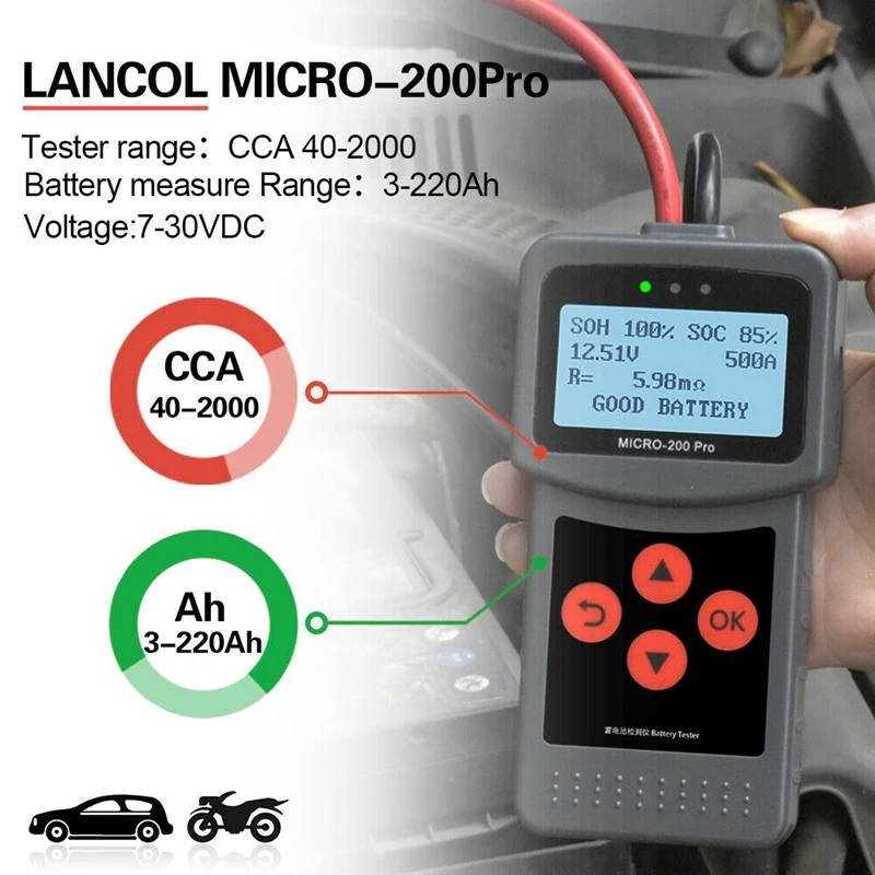 

Micro-200 Pro 12V 24V Car Battery Tester Diagnostic Tool Portable Battery Tester