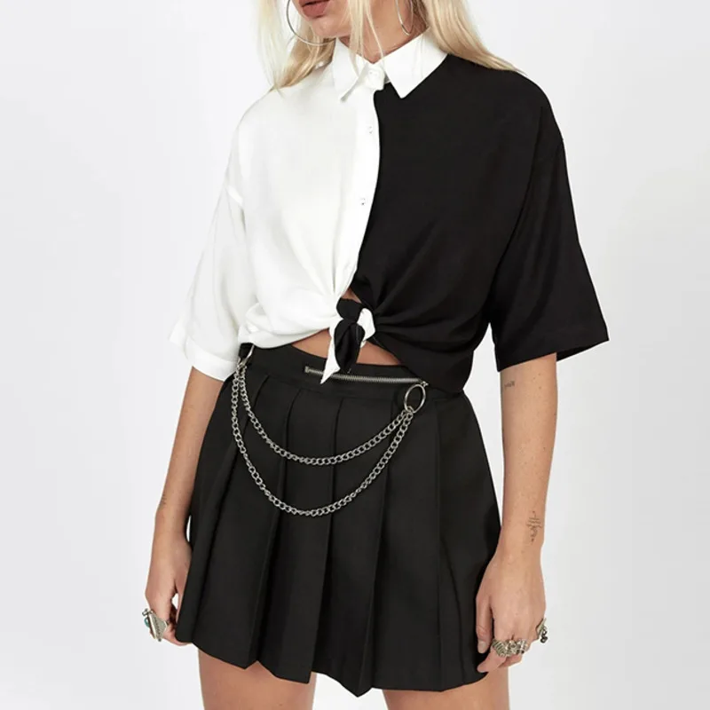 XUXI 2021 летняя Женская Сексуальная футболка черно белая подходящая цветная с