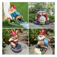 funny welcome gnome with bird statue garden decoration outdoor decorative prank dwarf resin doll craft entrance sculpture