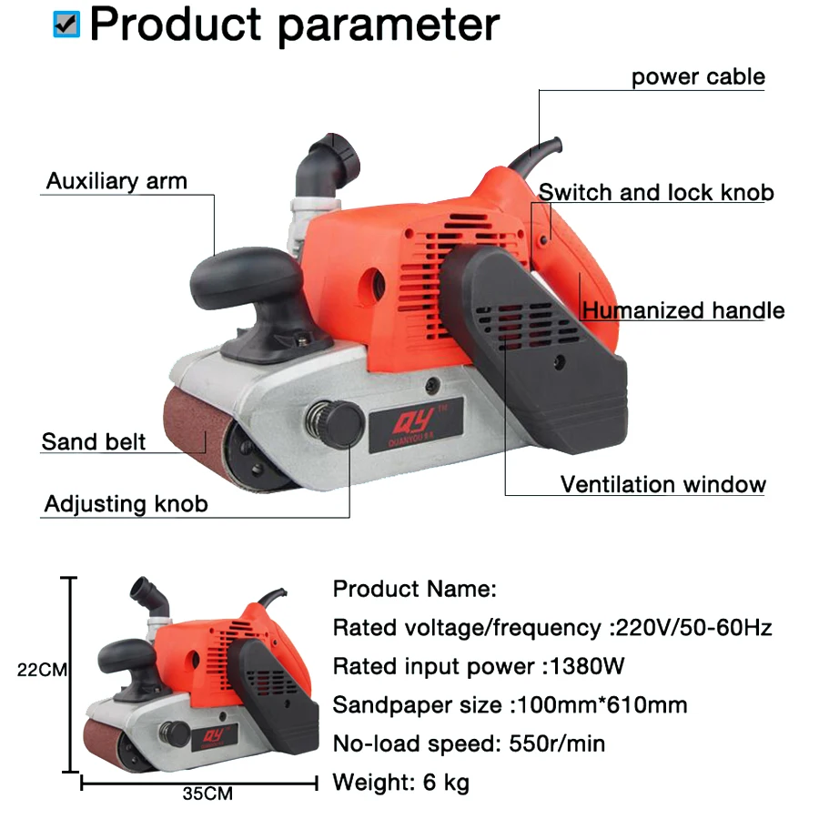 

4 inch sanding belt machine portable sanding machine flat sanding machine small polishing machine woodworking tools