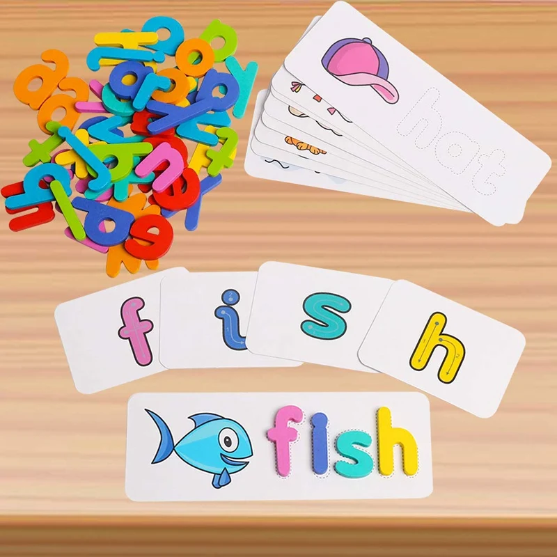 

Wooden Spelling Learning Toys ABC Alphabet Flash Cards Educational Matching Shape Letter Games Toys for Kids