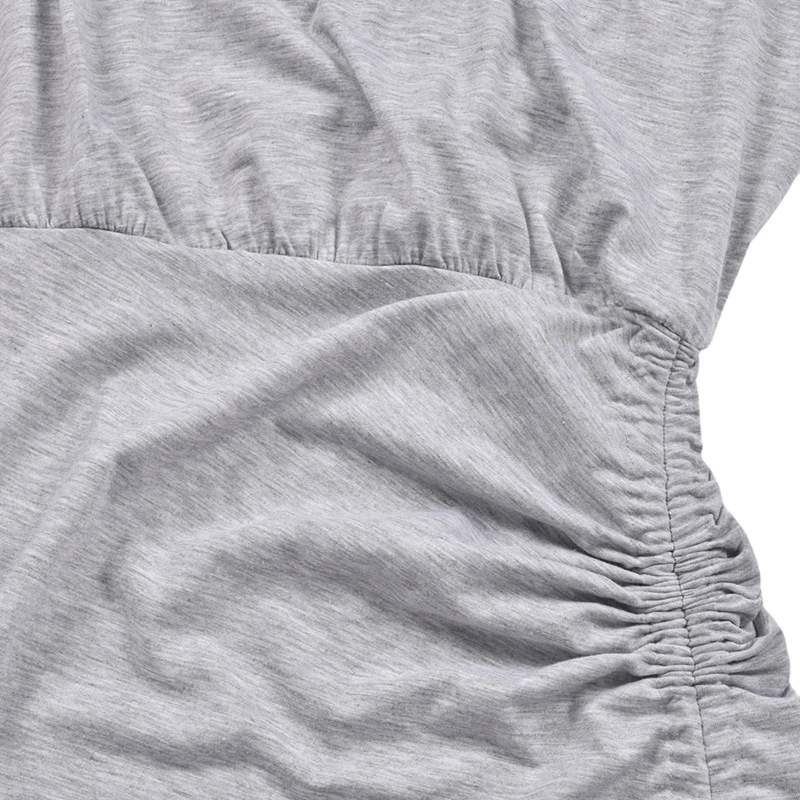 

Women Round Neck Pleated Split Slim Casual Dress Fashion Drawstring Sleeveless Summer Dress