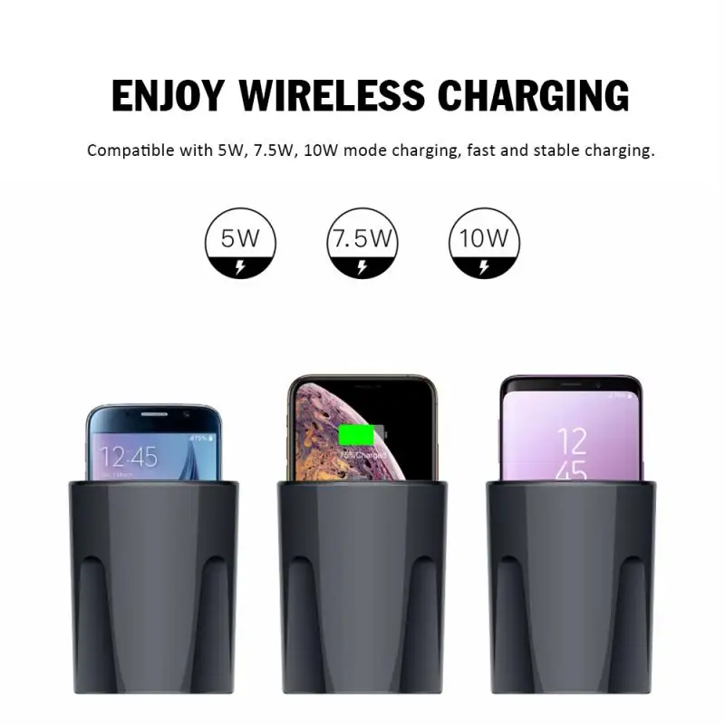 Быстрое беспроводное автомобильное зарядное устройство QI 4 в 1 с двумя USB-выходами