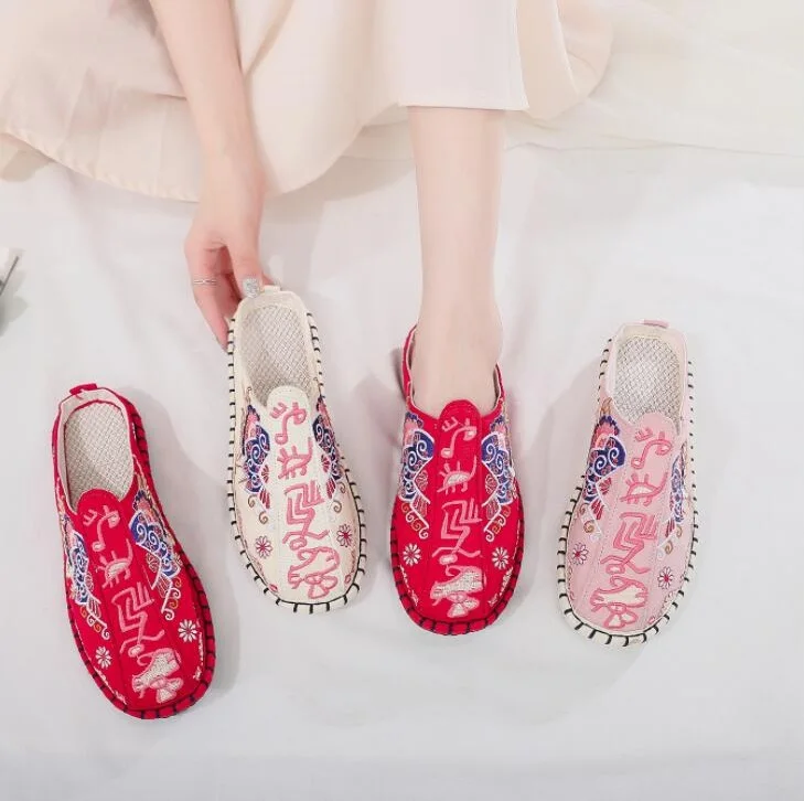 Льняная парусиновая обувь в национальном стиле Старый Пекин Ручная работа