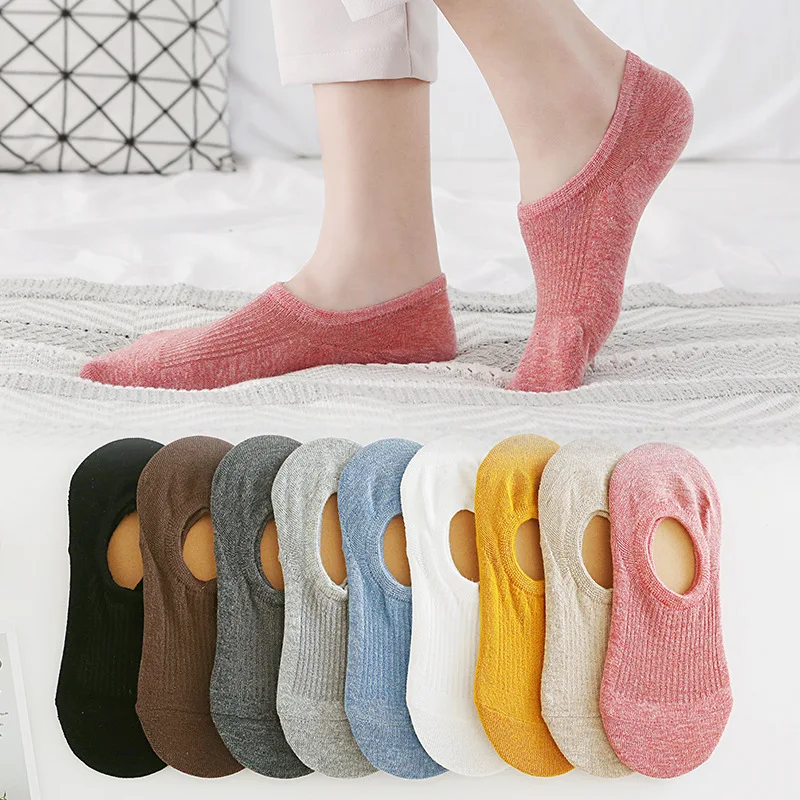 

women cotton socks Candy colored boat socks_ Pure color invisible socks in spring and summer