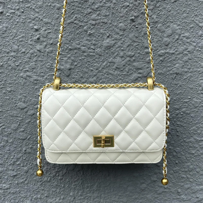 

Sheepskin Small Square Bag Fortune Bag Box New Adjustable Chain Rhombus Ladies One Shoulder Messenger 20cm Mobile Phone Bag