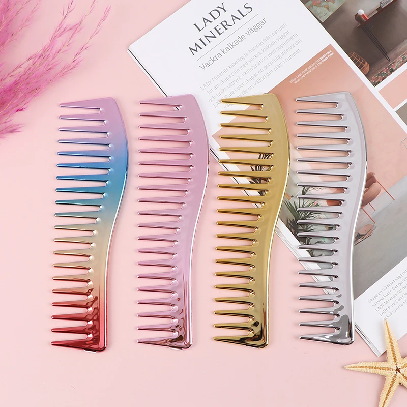 

Resin Electroplating Hairdressing Comb Scalp Massage Hair Brush Large Wide Tooth Comb Haircut Tool Salon Barber Combs