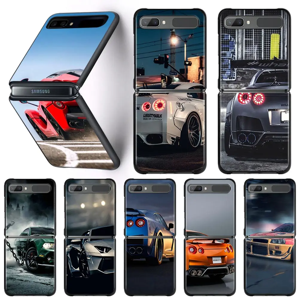 

Balck Phone Case For Samsung Galaxy Z Flip3 5G z flip 3 Coque ZF 3 Hard PC Capa Fitted Protective Fundas Fashion Super Car