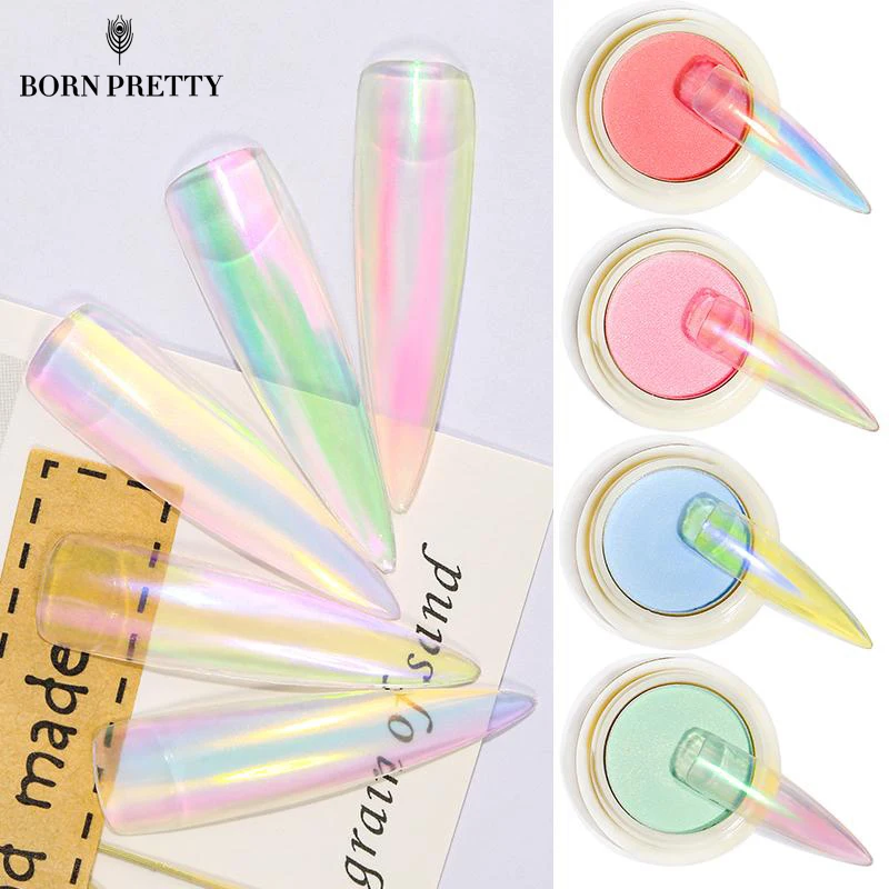 Зеркальный сверкающий порошок для ногтей Auroras Прозрачный блестящий Блестящий