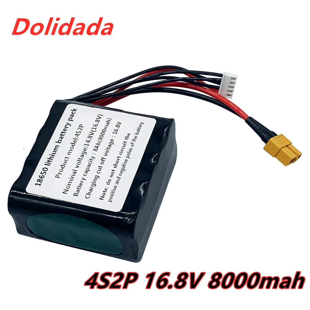 

4S2P 14.8V 8000mAh 16.8V18650 Battery Pack High Capacity UAV Rechargeable for Various RC Airplane Drone Quadrotor 5P XT60