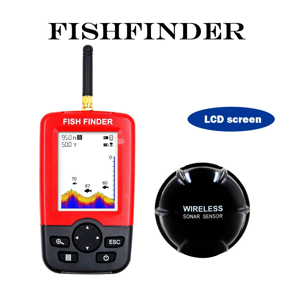 Portable Depth Locator Fish Finder with 100M Wireless Sonar Sensor Echo Sounder Fishfinder Waterproof LCD Display Sea Fishing