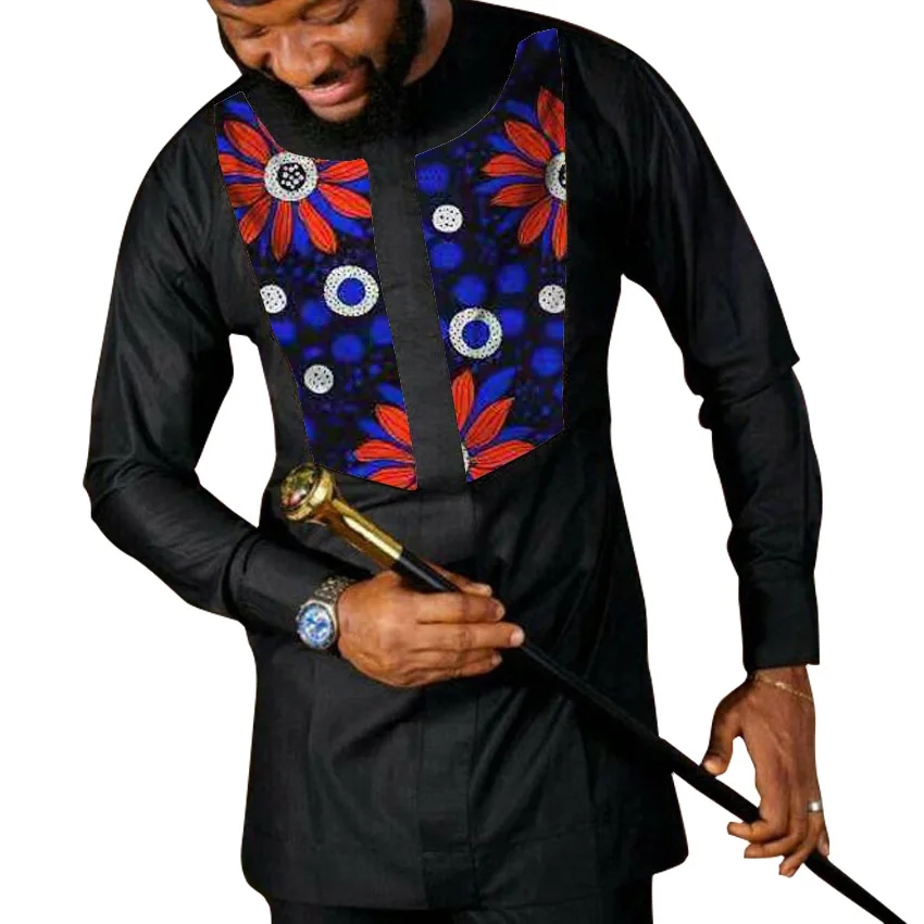 Модная рубашка с принтом Дашики топы длинными рукавами лоскутные мужские