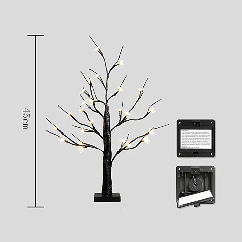 

24LED Snow Bonsai Tree Light Night Light Battery-Operated Lamp for Room Bedroom Living Room Holiday Christmas Party Decor