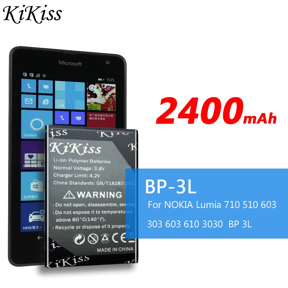 BP 3L 2400 мАч большой аккумулятор для NOKIA Lumia 710 510 603 303 610 3030 610C трек код|Аккумуляторы