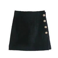 za women 2021 autumn new chic fashion check tweed splice mini skirts vintage high waist back zipper female skorts mujer
