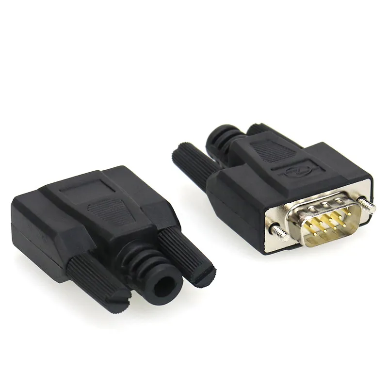 Позолоченный разъем DB9 COM из чистой меди 9 контактный приклеенный корпус провод