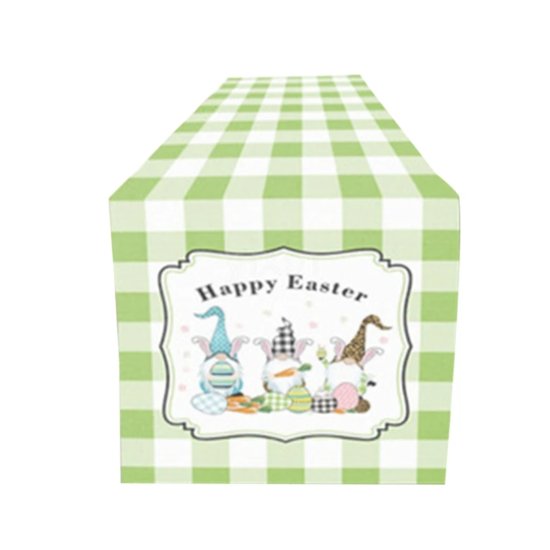 

Easter Gnome Printed Table Runner Home Party Decorations Cotton Linen Tablecloth Cover LXAC