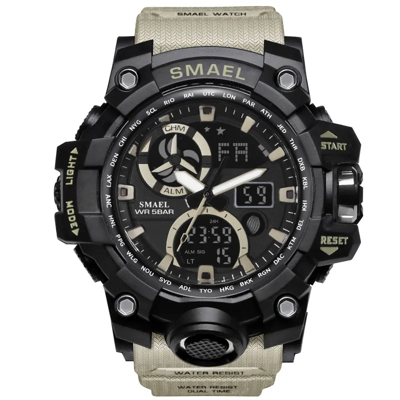 

New SMAEL Dive Stopwatch Men's Digital Watch 50M Waterproof Dual Time Men Military Sport Watches for Man Casual Male Alarm Clock