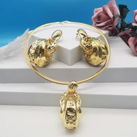 fashion jewelry sets women 24k gold plated drop earrings and pendant set high quality copper african jewelry wedding party gift