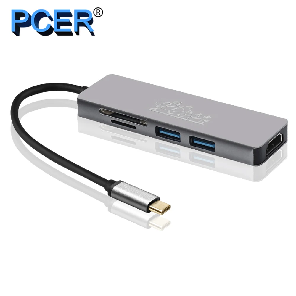 PCER USB-C концентратор USB Type-C 3 0 к HDMI адаптер SD/устройство для считывания с tf-карт