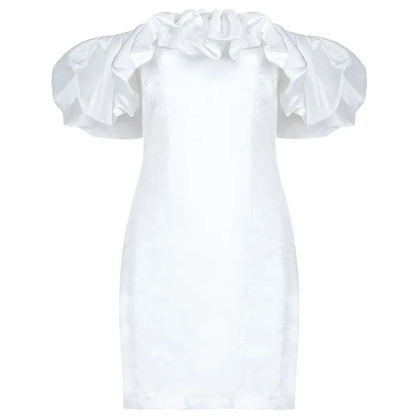 

Bevenccel 2020 New Arrival Women Summer Short Sleeve Sexy Dress Elegant Slash Neck Draped Bodycon Celebrity Evening Party Dress