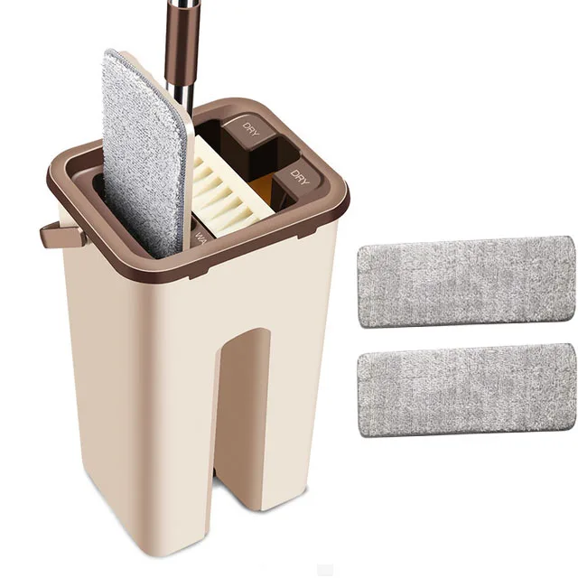 

Flat Squeeze Mop And Bucket Avoid Hand Washing Wet or Dry Usage Magic Automatic Cleaning Mop Kitchen Wooden Floor Lazy Mop