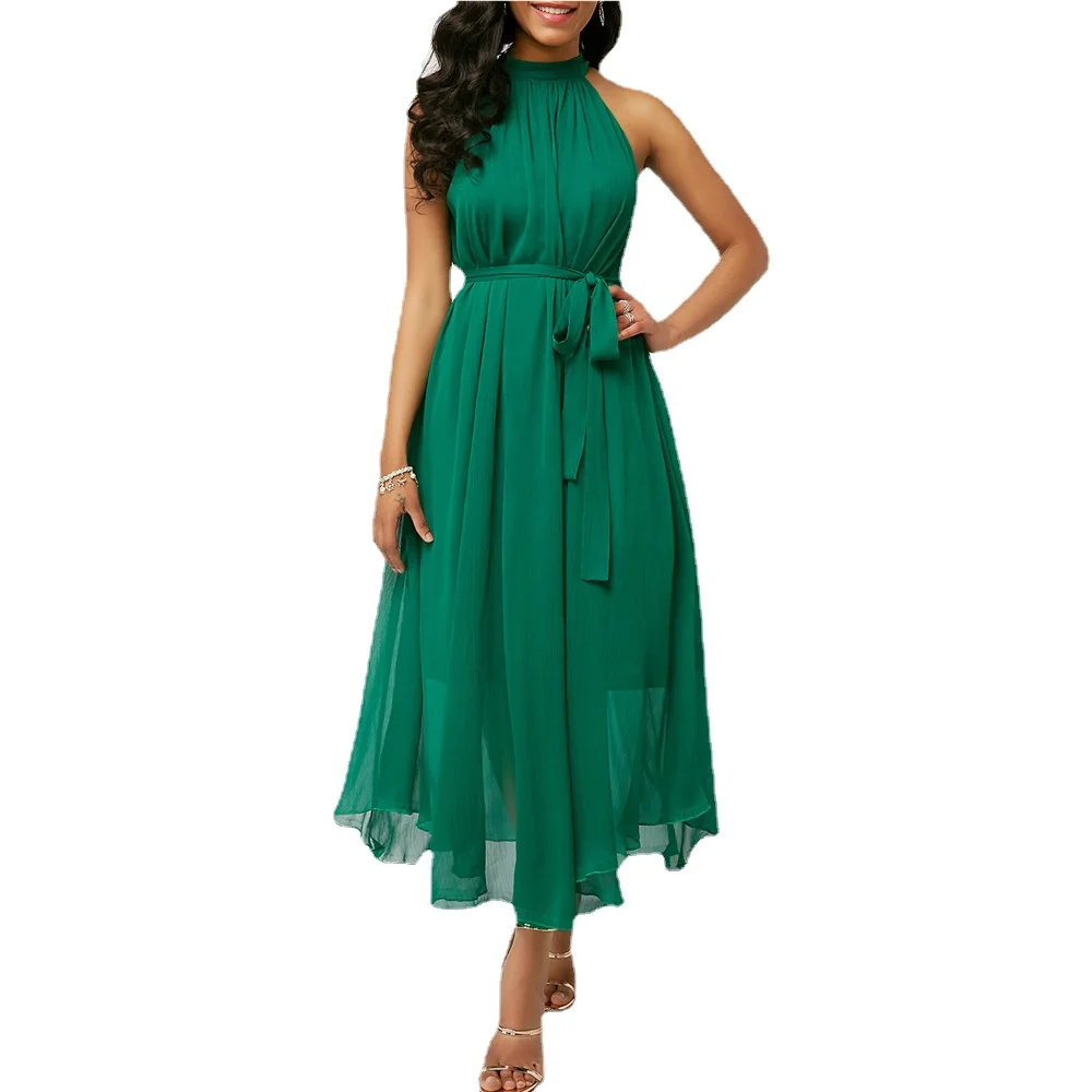 

Spring Summer Off Shoulder Chiffon Pleated Dress Large Brand Women's Wear