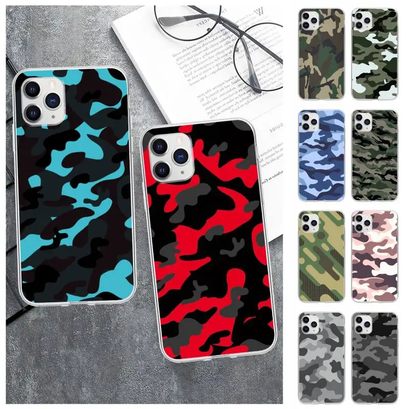 

Camouflage Pattern Transparent Phone Cover For Xiaomi Redmi K30s Ultra Note 9s 9 Pro Max Mi 10 Lite 11 10T Pro Clear Case