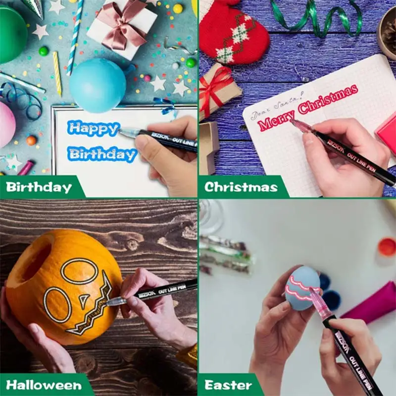 

Art Supplies Metallic Marker Pen Flash Pen Outline Pen Painting DIY Photo Album Scrapbook Making Card