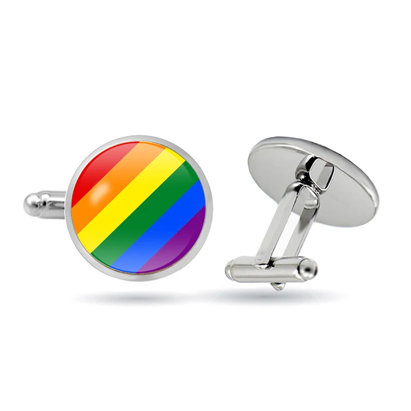 Горячая ЛГБТ Gay lesbies Pride love is Запонки радуга Круглый купол стеклянный запонки для