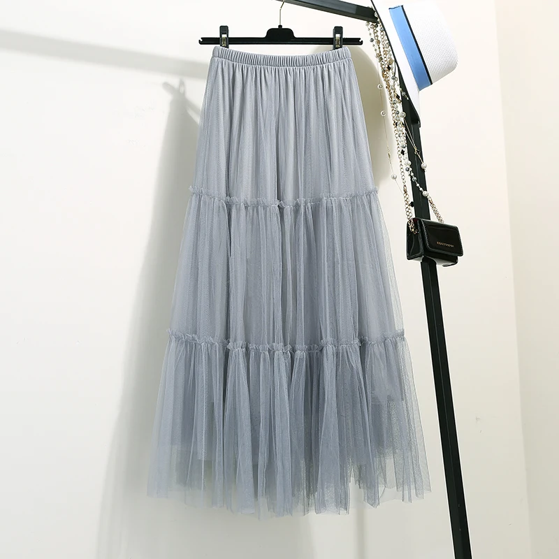 Фото Милая летняя сетчатая юбка 2022 элегантная женская одежда эластичная