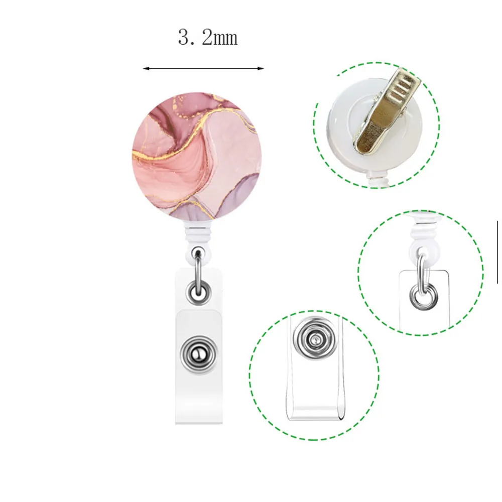 

Fashion Creative Marble Pattern Retractable Nurse Badge Reel Clip Badge Holder Students Doctor Id Card Holder Office Supplies