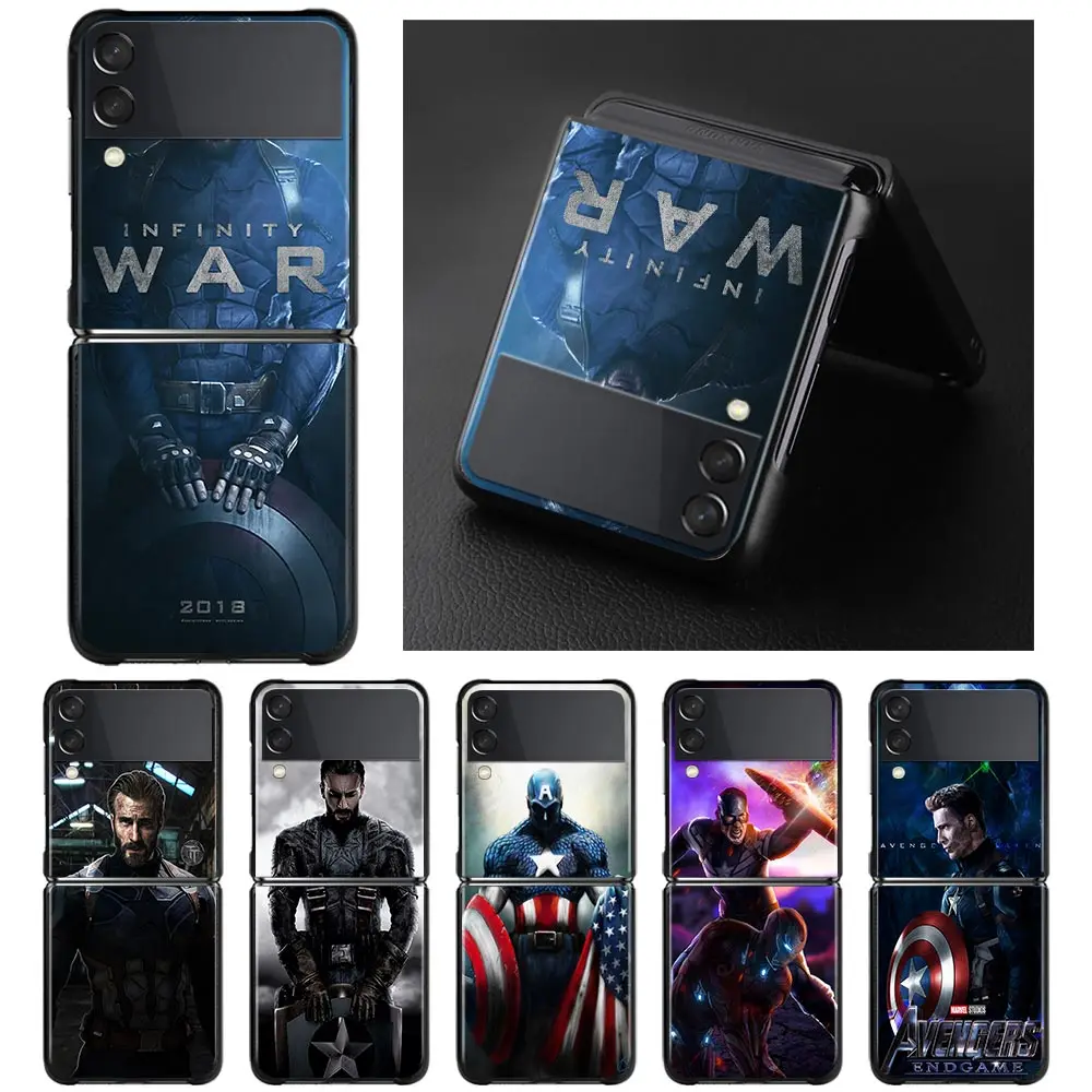 

Phone Case For Samsung Galaxy Z Flip3 5G z flip ZF3 ZF Cover for samsung Z Flip 3 Zflip3 5G Hard PC Funda Captain America Fight