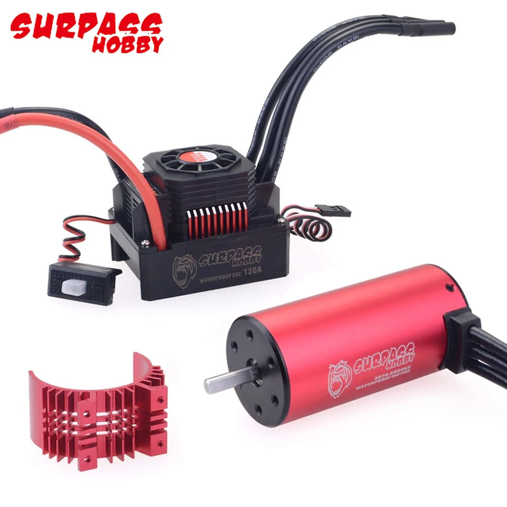 Бесщеточный двигатель Surpass Hobby 3674 2250KV/1900KV + 120A 2 3S водонепроницаемый бесщеточный Esc