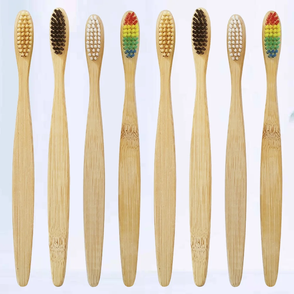 

20PCS Toothbrushes Eco-Friendly Degradable Toothbrushes for Travel Outdoor Use - Circle End