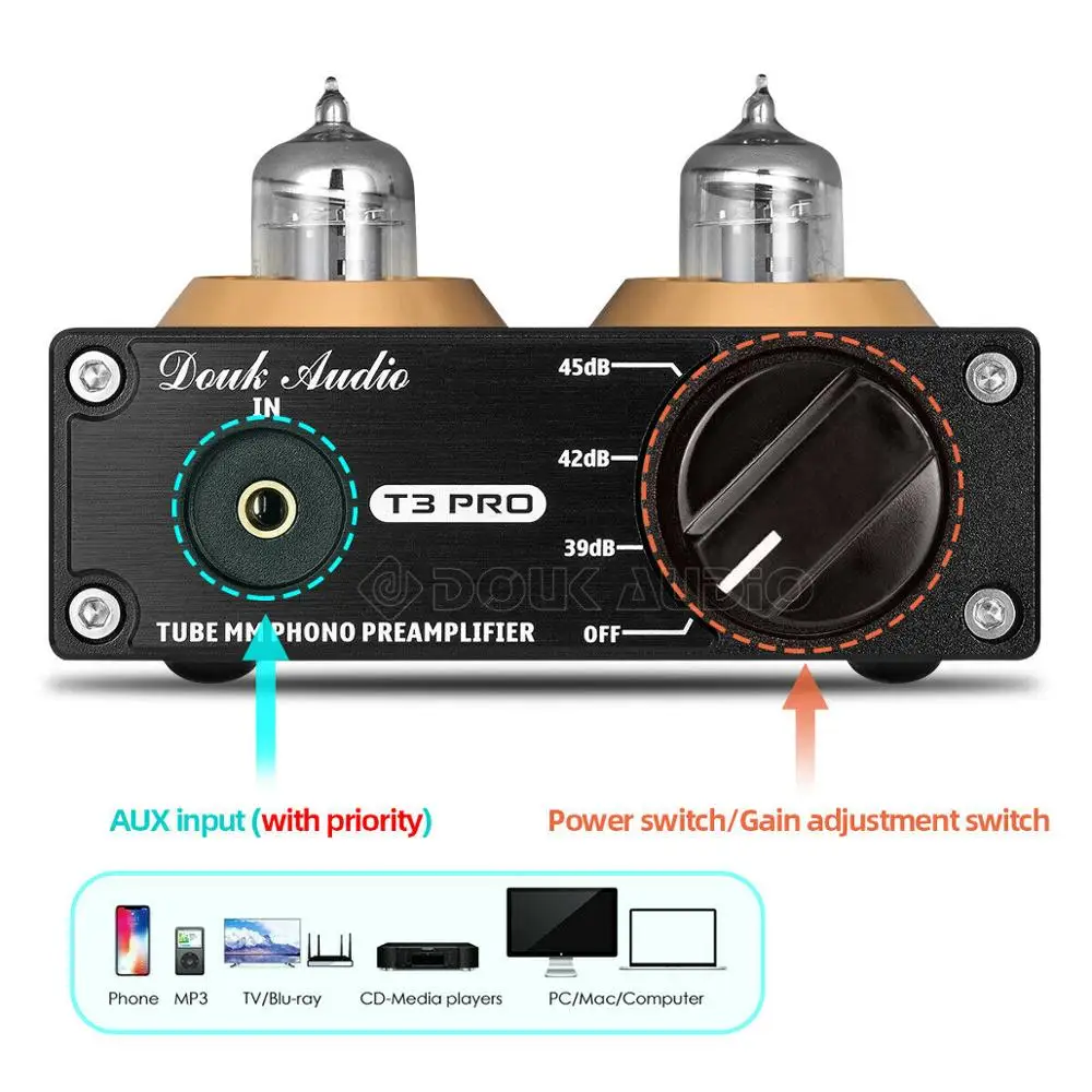 Douk аудио мини HiFi мм фонокорректор сцены поворотный предусилитель стерео
