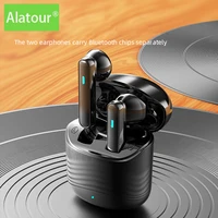 alatour wireless earphone bluetooth 5 0 headsets led display with mic hifi stereo sport earbuds earphones bass for smart phone