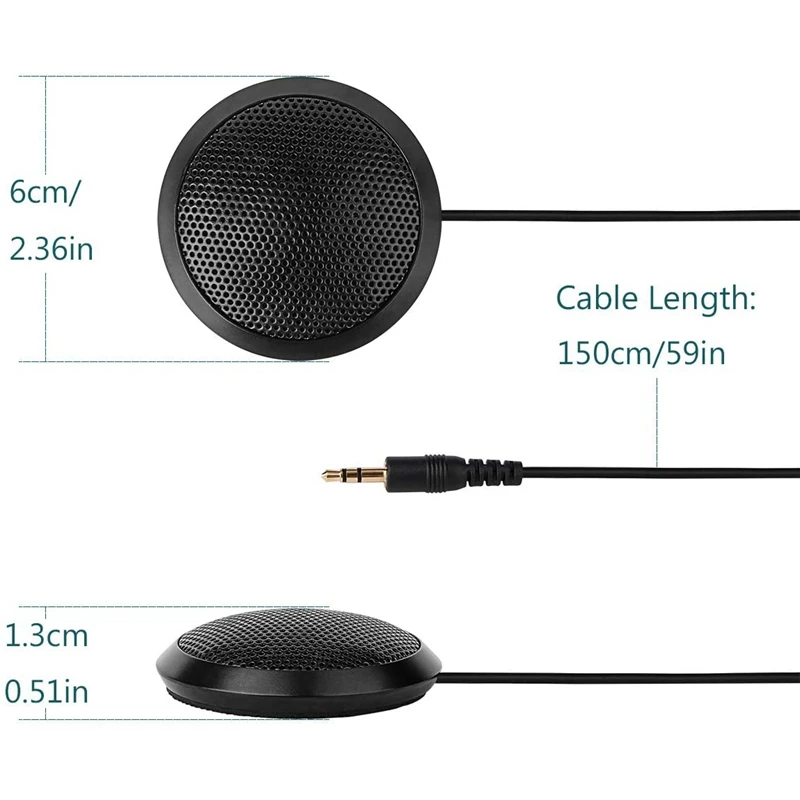 Conference Microphone 3.5mm Omnidirectional Condenser Stereo Mic Surface Mounted for Teleconferencing Laptop Computer Desktop |
