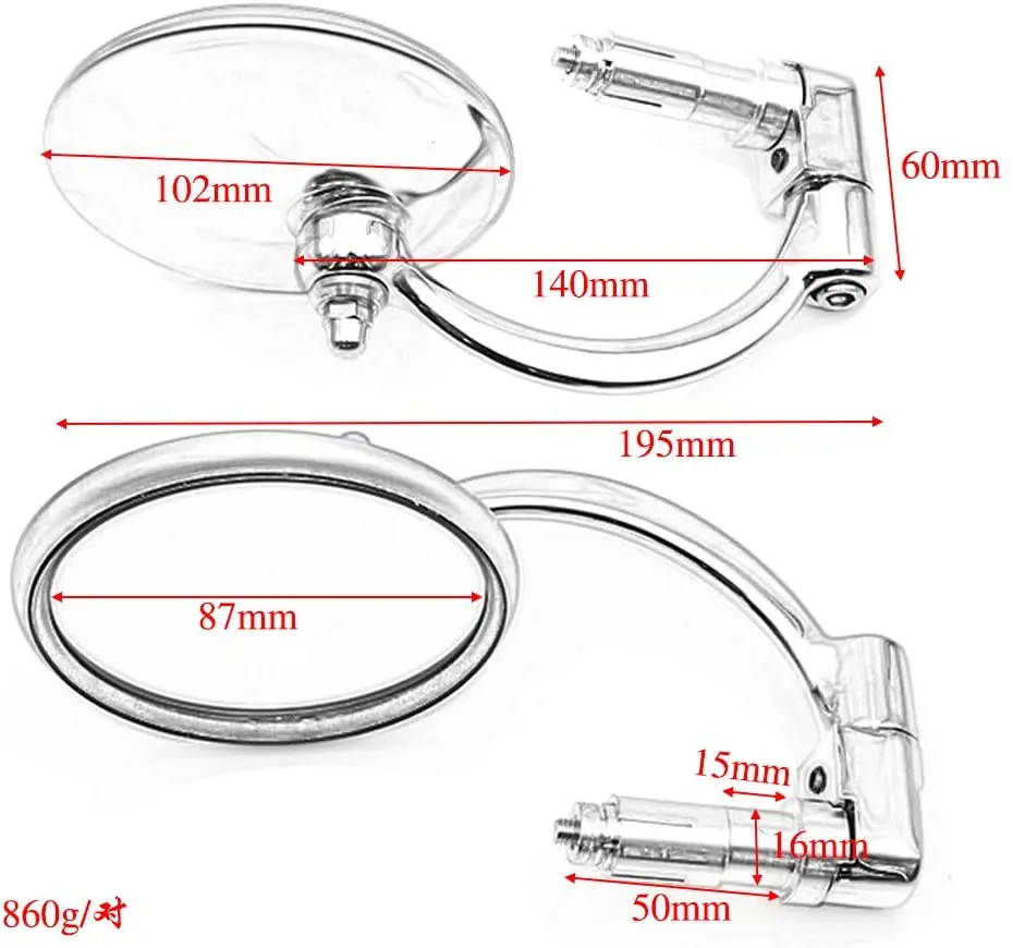 Зеркало заднего вида для мотоцикла 22 мм 7/8 дюйма E9 | Автомобили и мотоциклы