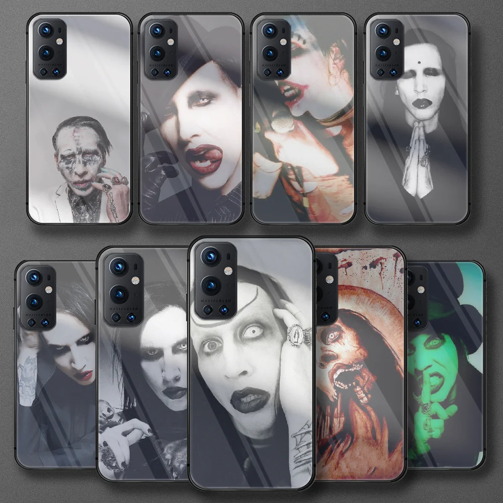 

Marilyn Manson Tempered Glass Phone Case For Oneplus Realme Q3 C21 GT Nord 5 6 7 8 9 T Pro Oppo Find X3 Cover Trend Silicone
