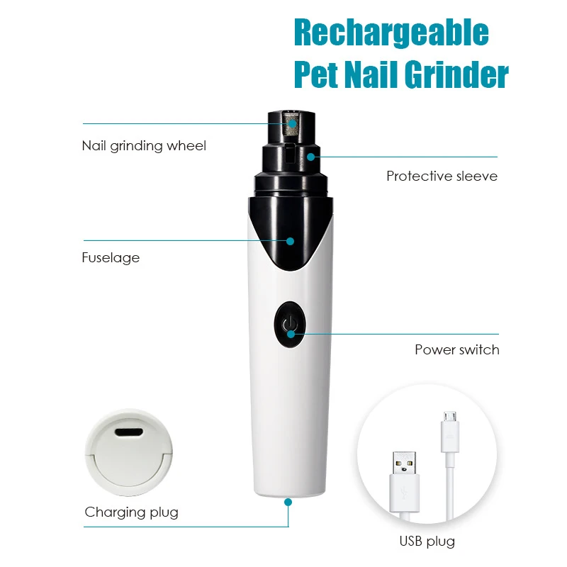 

Rechargeable Dog Nail Grinders Professional USB Electric Dog Cat Nail Clippers Mute Painless Pet Paw Nail Grooming Trimmer Tool