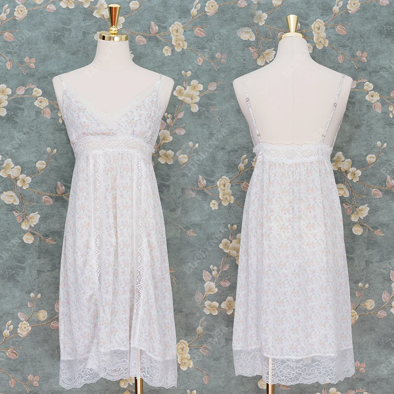 Женская ночная сорочка на бретельках с цветком вишни элегантная Домашняя одежда